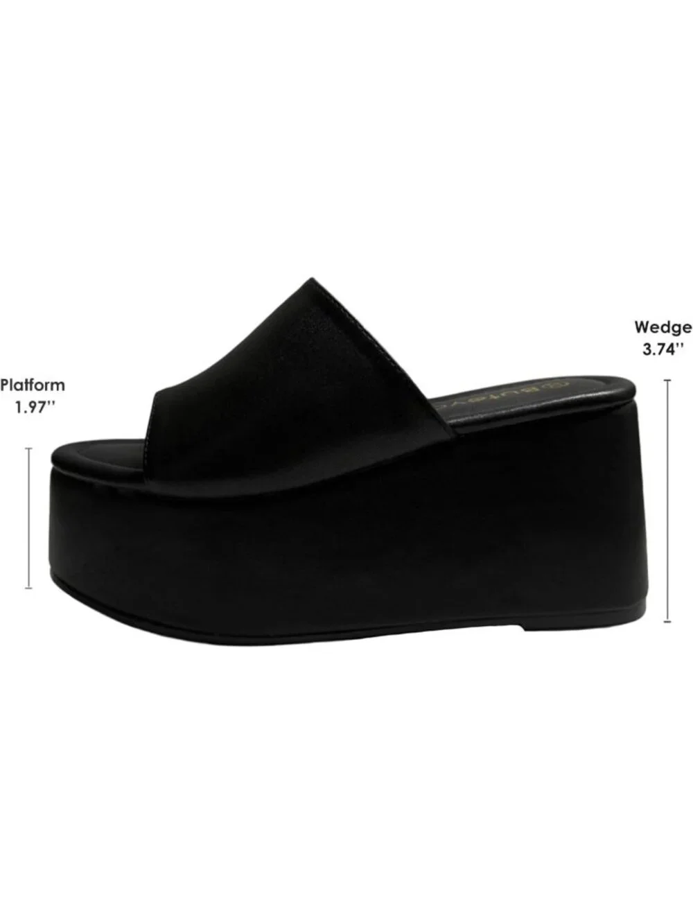 Chunky Black Platform Sandals for Women - Comfortable Open Toe Slip-On Wedges